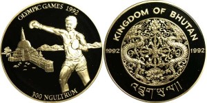 M03476 300 Ngultrum 1992 rok Bhutan Olimpiada Boks