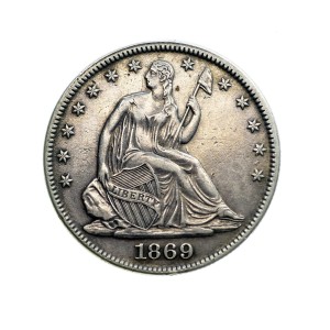 P0571 1/2 Dolara (Half Dollar) 1869 rok USA (Seating Liberty)