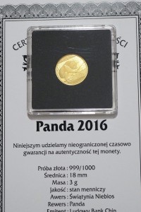 P0584 50 Yuan 2016 rok Chiny, Panda