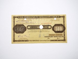 B1204 Czek podróżniczy NBP, 500 Złotych 1989 rok