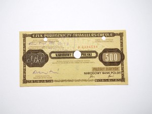 B1206 Czek podróżniczy NBP, 500 Złotych 1989 rok