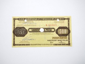 B1208 Czek podróżniczy NBP, 500 Złotych 1989 rok  