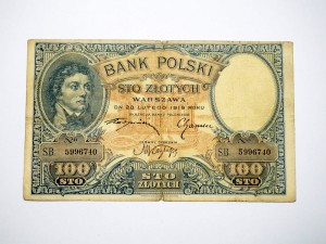 B1209 100 Złotych 1919 rok Polska seria SB Kościuszko