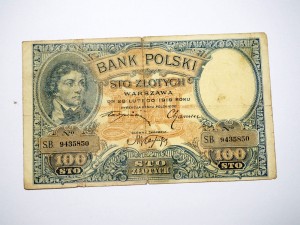 B1210 100 Złotych 1919 rok Polska seria SB Kościuszko