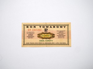 B1219 Bon Towarowy 2 Centy 1969 rok Pewex