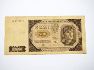 B1223 500 Złotych 1948 rok Polska, Górnik, seria AF