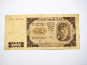 B1224 500 Złotych 1948 rok Polska, Górnik, seria BA