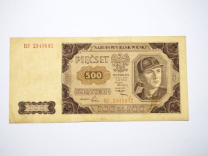 B1229 500 Złotych 1948 rok Polska, Górnik, seria BF