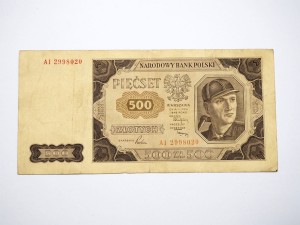 B1230 500 Złotych 1948 rok Polska, Górnik, seria AI