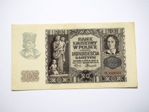 B1235 20 Złotych 1940 rok Polska seria H