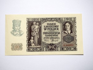 B1236 20 Złotych 1940 rok Polska seria G