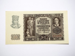 B1237 20 Złotych 1940 rok Polska seria K