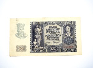B1260 20 Złotych 1940 rok Polska seria L
