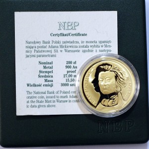 P0590 200 Złotych 1998 rok Polska Adam Mickiewicz rzadka