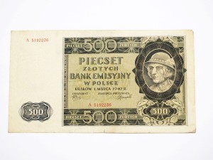 B1332 500 Złotych 1940 rok Polska seria A, Góral