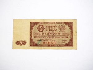 B1342 5 Złotych 1948 rok Polska, seria AG 