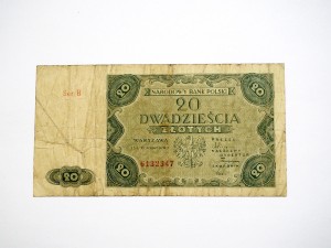 B1348 20 Złotych 1947 rok Polska, seria B