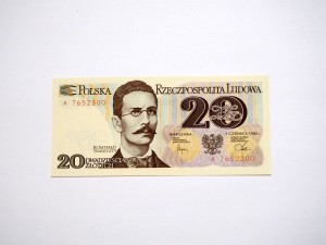 B1350 20 Złotych 1982 rok Polska,  Romuald Traugutt, seria A 