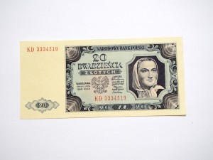 B1361 20 Złotych 1948 rok Polska seria KD 