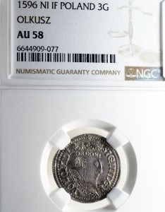 P0626 Trojak (3 grosze) 1596 rok (NI-IF) Polska Zygmunt III Waza (Olkusz)