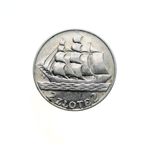 M03894 2 Złote 1936 rok Polska Żaglowiec