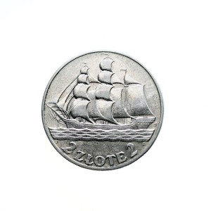 M03895 2 Złote 1936 rok Polska Żaglowiec 