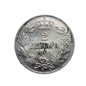 M03938 2 Dinary 1904 rok Serbia Piotr I 