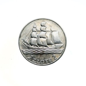 M03947 2 Złote 1936 rok Polska Żaglowiec 