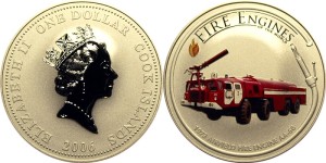 SN2909 One Dollar, 1 Dolar 2006 rok Wyspy Cooka (Wóz Strażacki)