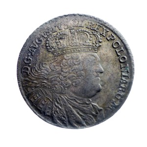 M04095 Ort 1755 rok Polska August III Sas (szerokie popiersie)