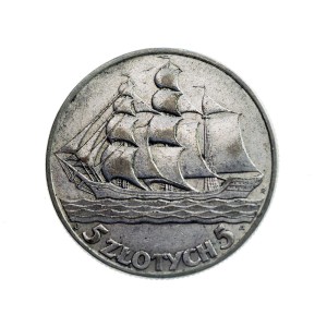 M04098 5 Złotych 1936 rok Polska (Żaglowiec)