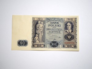 B1416 20 Złotych 1936 rok Polska, seria DK  