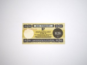 B1420 Bon Towarowy 20 Centów 1979 rok Pewex  