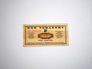 B1422 Bon Towarowy 5 Centów 1969 rok Pewex