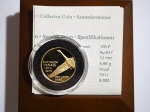 P0666 100 Euro 2011 rok Finlandia (Łabędź, 200 lat banku)