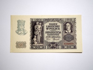 B1435 20 Złotych 1940 rok Polska, seria G
