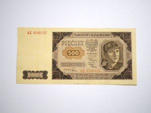 B1448 500 Złotych 1948 rok Polska, Górnik, seria AZ