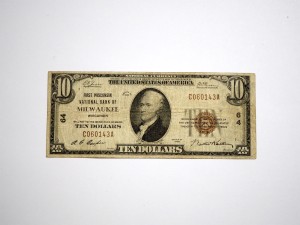 B1458 10 Dolarów 1929 rok USA, Bank of Milwaukee, Wiskonsin