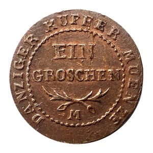 P0671 1 Grosz (Groschen) 1809 rok Wolne Miasto Gdańsk (b. ładny)