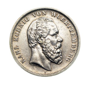 M01102 5 Marek 1888 rok (F) Niemcy Wurttemberg