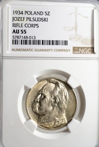 M01484 5 Złotych 1934 rok Polska Piłsudski orzeł strzelecki