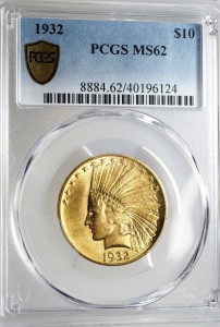 M01496 10 Dolarów 1932 rok USA Indianin MS62