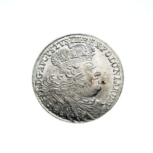 P0106 Ort 1755 rok Polska August III Sas (Grube popiersie) UNC