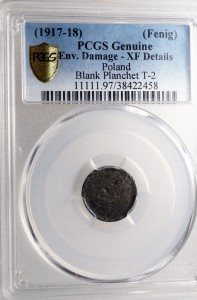 P0122 1 Fenig 1917-18 KP pusty krążek (blank)