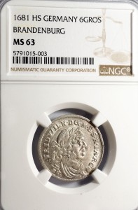 P0139 Szóstak 1681 rok Fryderyk Wilhelm Królewiec MS63