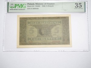 PB0213 5 Złotych 1926 rok Polska seria D PMG 35