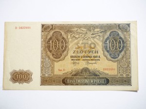 B0809 100 Złotych 1941 rok Polska seria D