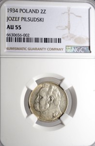 M02338 2 Złote 1934 rok Polska Piłsudski AU 55