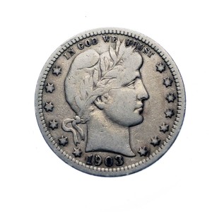 7110NS 1/4 Dolara (Barber Quarter) 1903 rok USA
