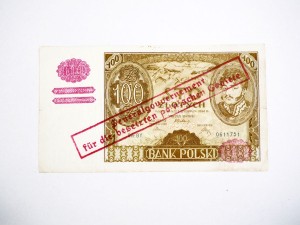 B0823 100 Złotych 1934 rok Polska seria BY fałszywy przedruk okup.
